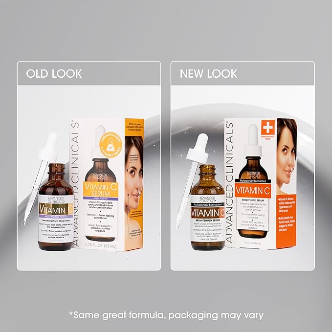 Advanced Clinicals Brightening Vitamin C Serum For Face With Glycolic Acid + Lactic Acid | Vitamin C Eye Serum Face Moisturizer For Improving Look Of Dark Spots & Uneven Complexion, 2-Pack-GlimoraGlow