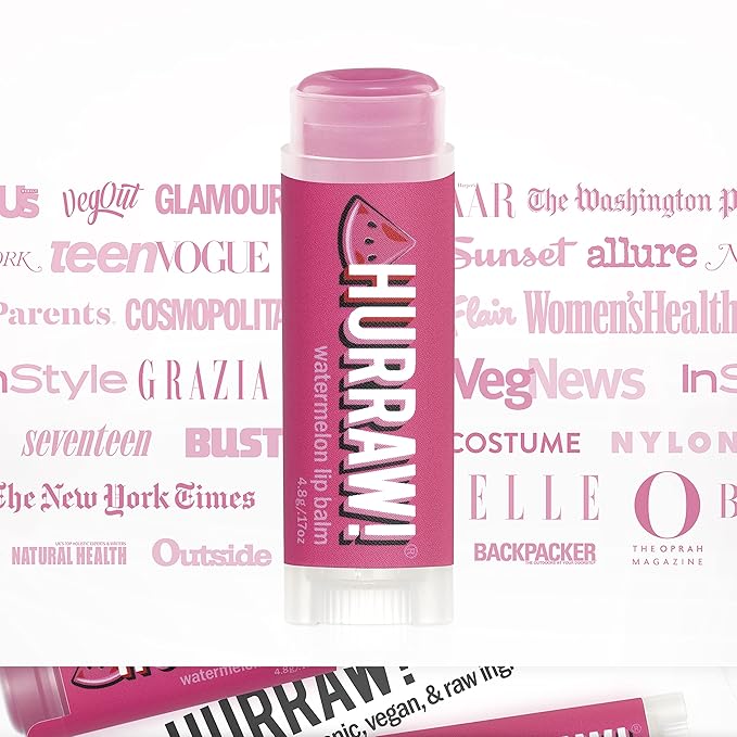 Hurraw! Watermelon Lip Balm, 2 Pack: Organic, Certified Vegan, Cruelty and Gluten Free. Non-GMO, 100% Natural Ingredients. Bee, Shea, Soy and Palm Free. Made in USA-GlimoraGlow