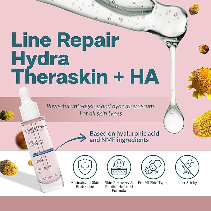 Christina Line Repair Hydra Theraskin +HA Face Serum - 30 ml - Wrinkle Smoother, Hyaluronic Acid and Hygroplex for Aging Skin - For Dry, Normal and Oily Skin Types-GlimoraGlow