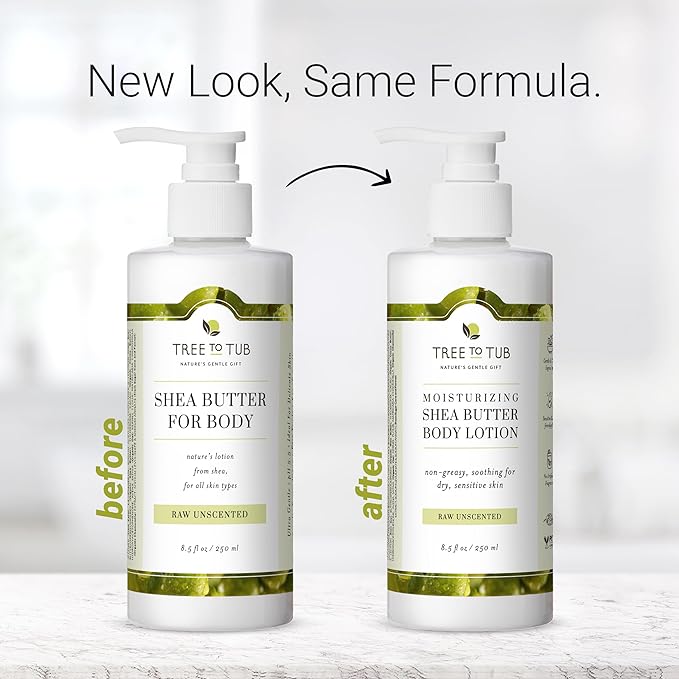 Tree to Tub Unscented Shea Butter Body Lotion for Dry Skin - Fragrance Free Lotion,Vegan Body Moisturizer, Good for Sensitive Skin for both Women & Men-GlimoraGlow