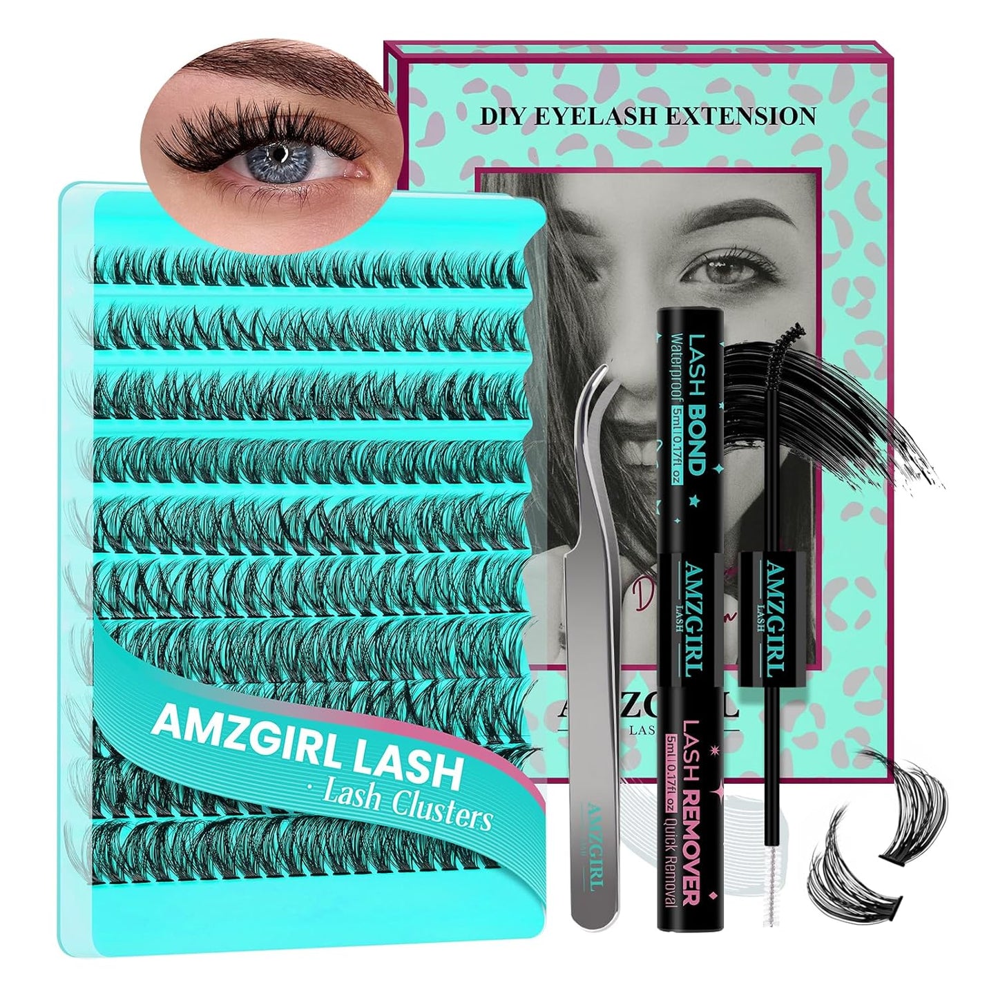 Lash Clusters Kit 200PCS 50D Eyelash Extension Kit D Curl Wispy Eyelash Clusters DIY Natural Individual Lashes Kits Lashes Extensions Kit with Lash Bond and Remover Eyelash Tweezer at Home-GlimoraGlow
