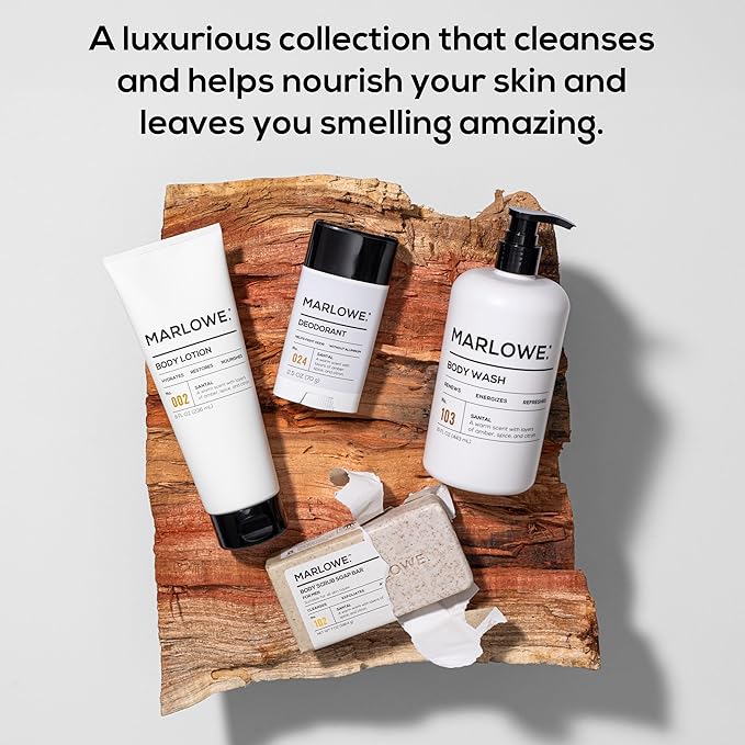 MARLOWE. No. 103 Body Wash 15 oz Pump, Santal, Energizing & Refreshing Shower Gel, Willow Bark & Green Tea Extracts, Cleanses, Moisturizes, Smooths & Nourishes, Warm Amber, Spice & Citron Scent-GlimoraGlow