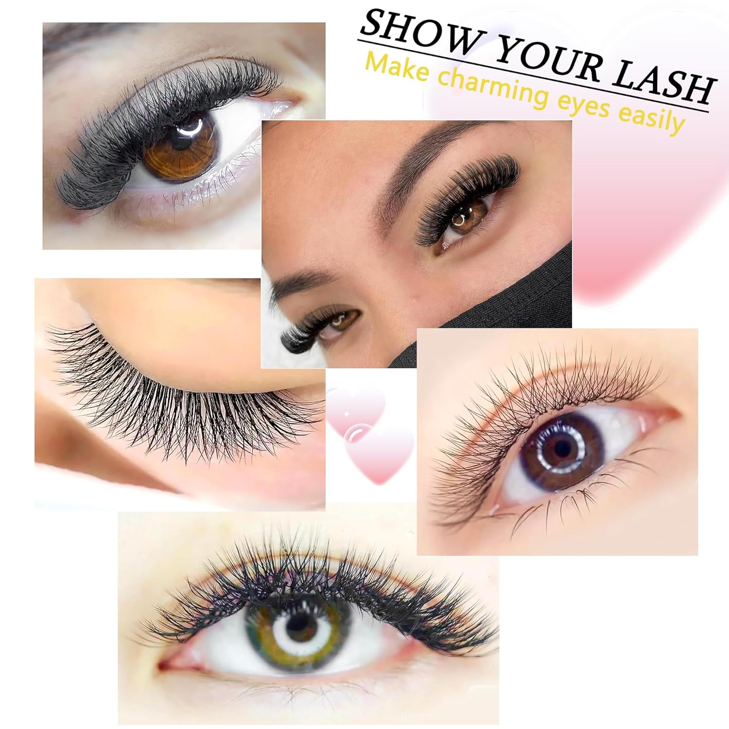 W Lash Extensions 4D Eyelash Extensions W Shape 0.07mm Thickness L Curl 12mm Premade Fans W Lashes Individual Lashes Matte Black 12 Rows False Eyelashes Volume Lashes(W-4D-0.07-L,12mm)-GlimoraGlow