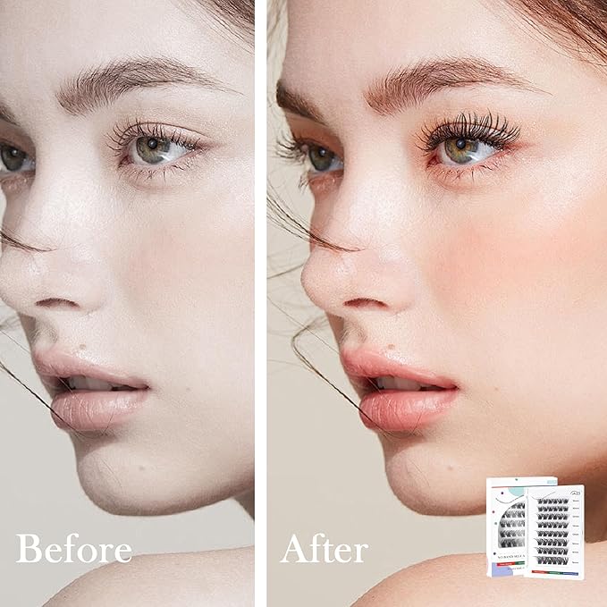GAQQI Self Adhesive Lash Clusters, No Glue Eyelash Clusters 10-16mm Full & Volume Self Adhesive False Eyelashes, No Band Glueless Lashes-GlimoraGlow