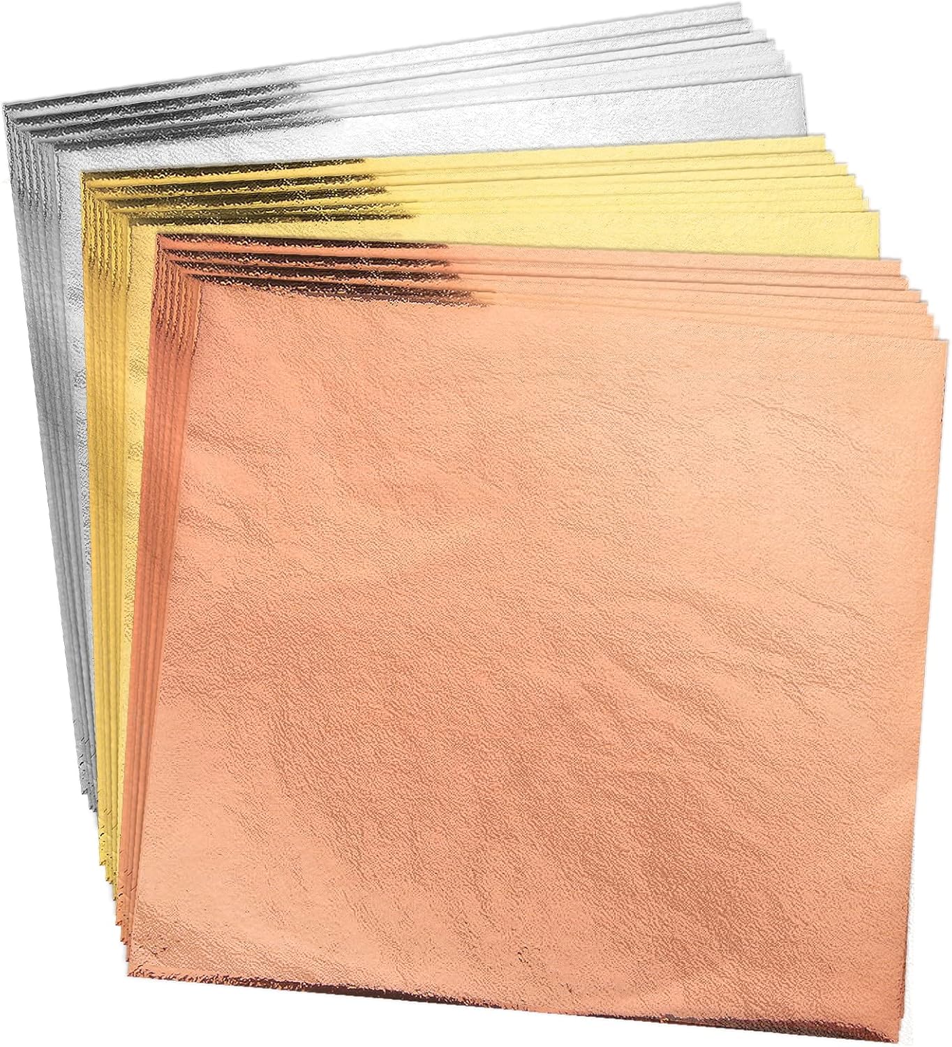 200pcs BUBIMON Imitation Rose Silver Gold Leaf Sheets Gold Foils Sheets Nail Foil for Paint, Resin, Nails, Jewelry, Slime, Arts, Gilding Crafting, Decoration, Sculpture, Furniture-GlimoraGlow