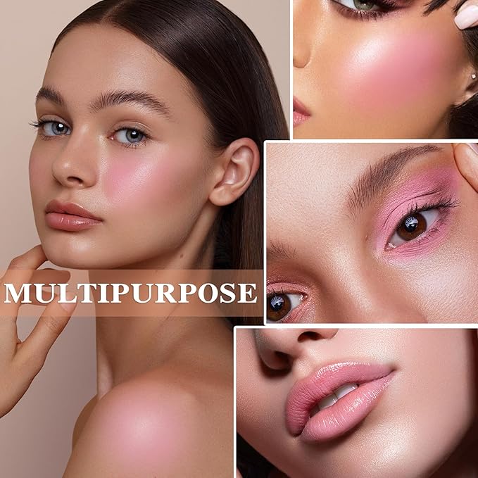 2 Colors Blush Stick,Multi-Use Cream Blush,Waterproofing Highly Pigmented Makeup Stick,Moisturizing Makeup Cream Set A6-GlimoraGlow