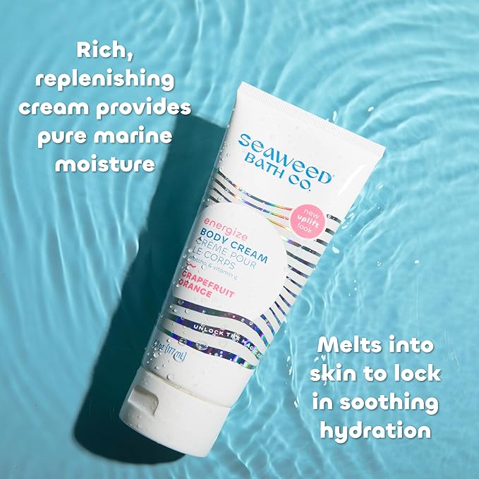 Seaweed Bath Co. Energize Body Cream - Grapefruit Orange | Hand and Body Lotion with Vitamin C, Hyaluronic Acid and Shea Butter | Invigorating Moisturizer For Dry Skin | 6 oz-GlimoraGlow