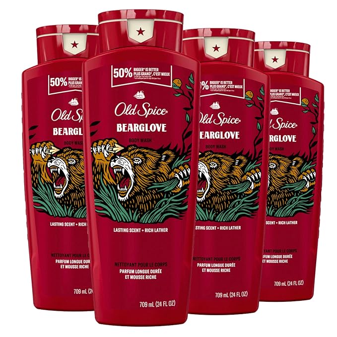 Old Spice Body Wash for Men, Bearglove, Long Lasting Lather, 24 fl oz (Pack of 4)-GlimoraGlow