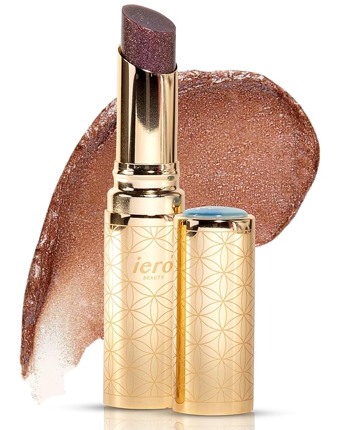 ieró Beauty Moonkissed Luminous PH Tinted Lip Balm w/Shea Butter & Vitamin E, Lip Care Moisturizer, Lip Plumper for Soft & Supple Lips, Paraben Free, Vegan, Sheer Copper Pink w/Bronze Shimmer-GlimoraGlow