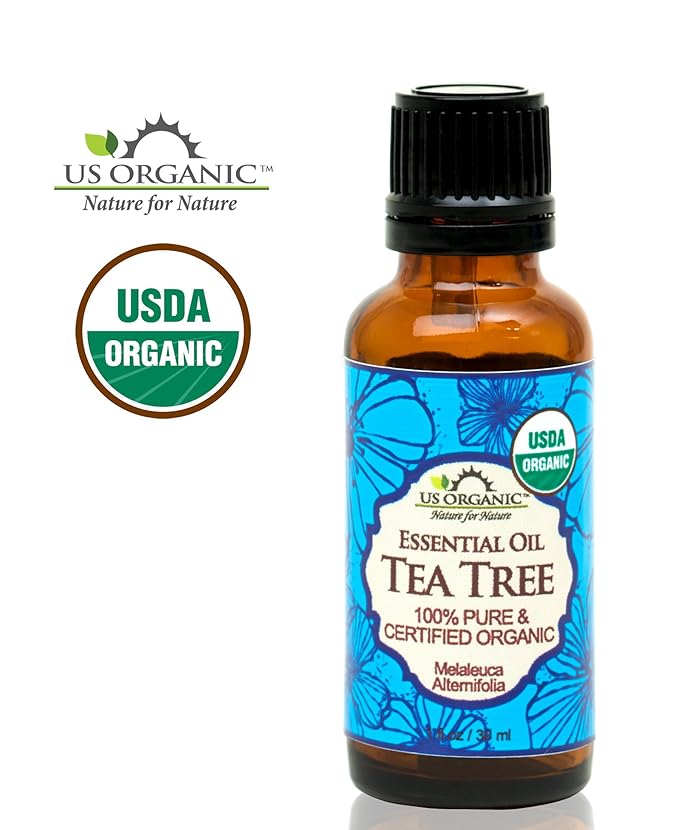 US Organic 100% Pure Tea Tree Essential Oil, Steam Distilled, USDA Certified Organic, for Hair, Skin, Scalp, Foot, Toenails, and More. Sourced from South Africa, Undiluted, Non-GMO (30 ml)-GlimoraGlow