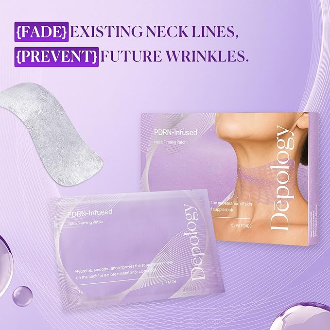 depology Tightening and Lifting Neck Wrinkle Patches with Cream, PDRN Deep Collagen Neck Mask, Firming Patch with PDRN、Collagen and Niacinamide Cream-GlimoraGlow