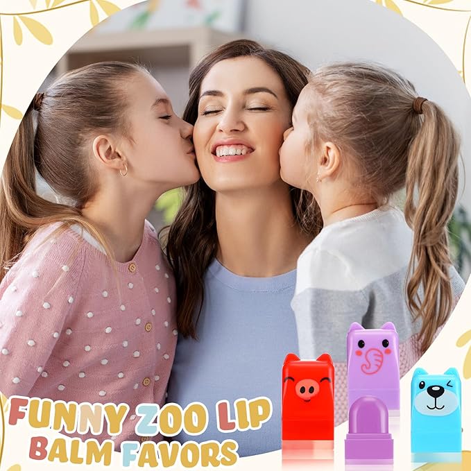 12 Pcs Farm Animals Birthday Lip Balm Gifts for Baby Shower Prizes Gift Baby Shower Favors Genger Reveal Gifts Zoo Theme Birthday Party Favors for Preschool Toddler Boy Girl Classroom Prizes-GlimoraGlow