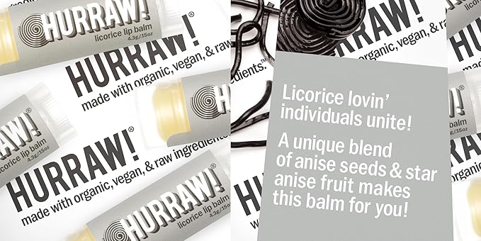 Hurraw! Licorice Lip Balm, 2 Pack: Organic, Certified Vegan, Cruelty and Gluten Free. Non-GMO, 100% Natural Ingredients. Bee, Shea, Soy and Palm Free. Made in USA-GlimoraGlow