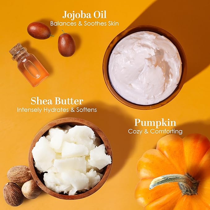Pumpkin Body Butter with Organic Shea Butter | Pumpkin Spice Lotion for Women | Non Greasy Body Cream | Fall Body Care Favorite with Pumpkin Spice Scent-GlimoraGlow
