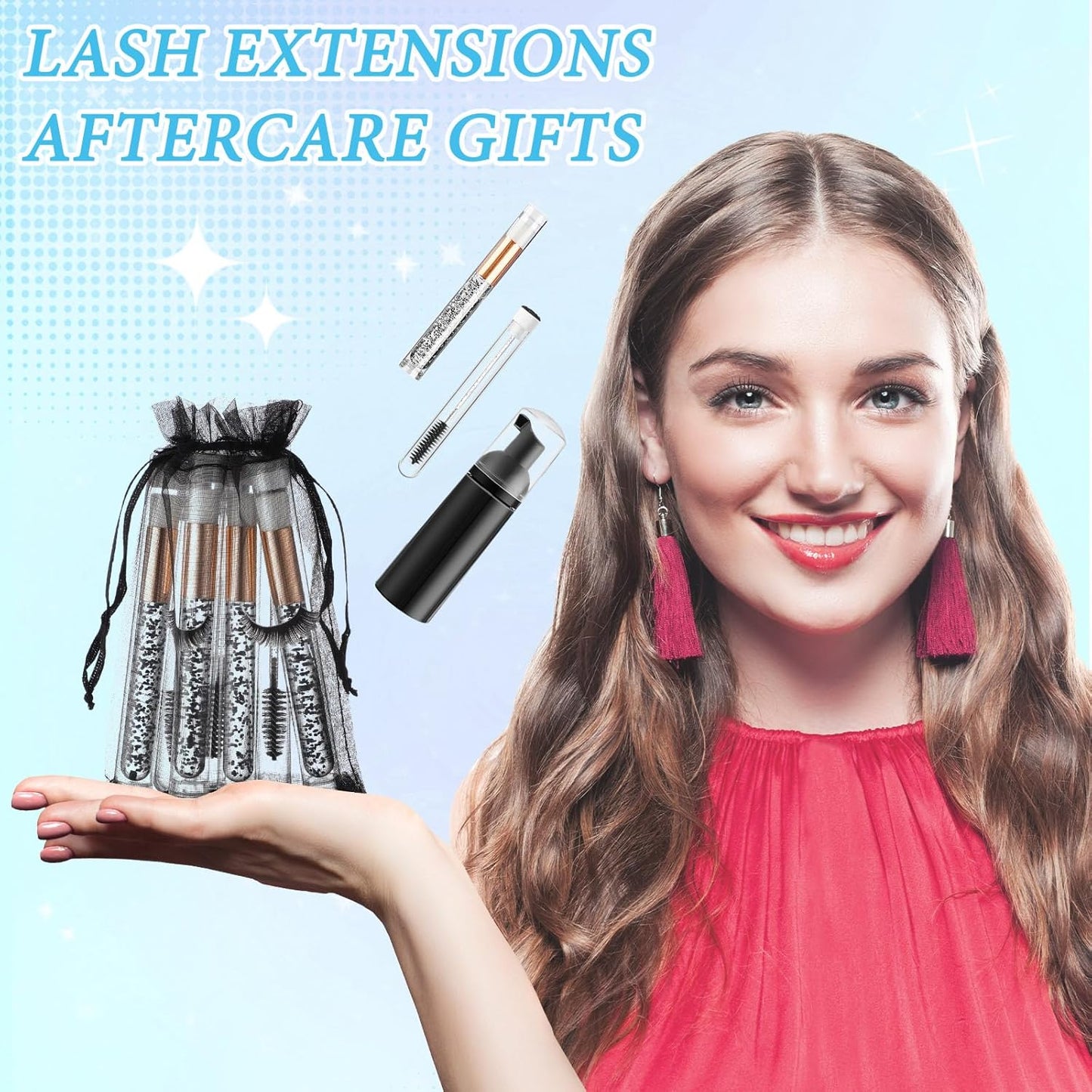 Zhehao 80 Pcs Lash Shampoo Bottle Brushes Kit 20 Foam Pump Dispensers 20 Lash Shampoo Brushes 20 Eyelash Aftercare Bag 20 Cleaning Pipes, Eyelash Extension Supplies(Black)-GlimoraGlow