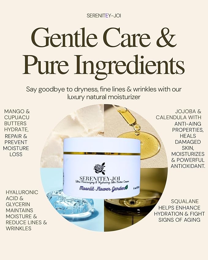 Ultra Moisturizing & Hydrating Body Butter Cream with Botanical Oils, Natural Ceramides, Hyaluronic Acid, Squalane, Cupuacu & Mango Butters-Heal, Soften & Repair Dry Skin 8oz-GlimoraGlow
