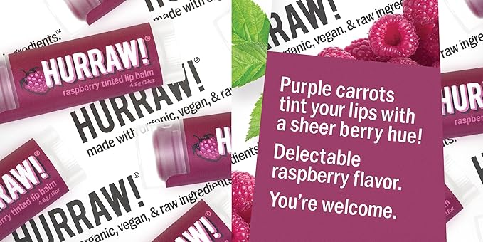 Hurraw! Raspberry Tinted Lip Balm, 2 Pack: (Sheer Berry Tint) Organic, Certified Vegan, Cruelty and Gluten Free. Non-GMO, 100% Natural Ingredients. Bee, Shea, Soy and Palm Free. Made in USA-GlimoraGlow
