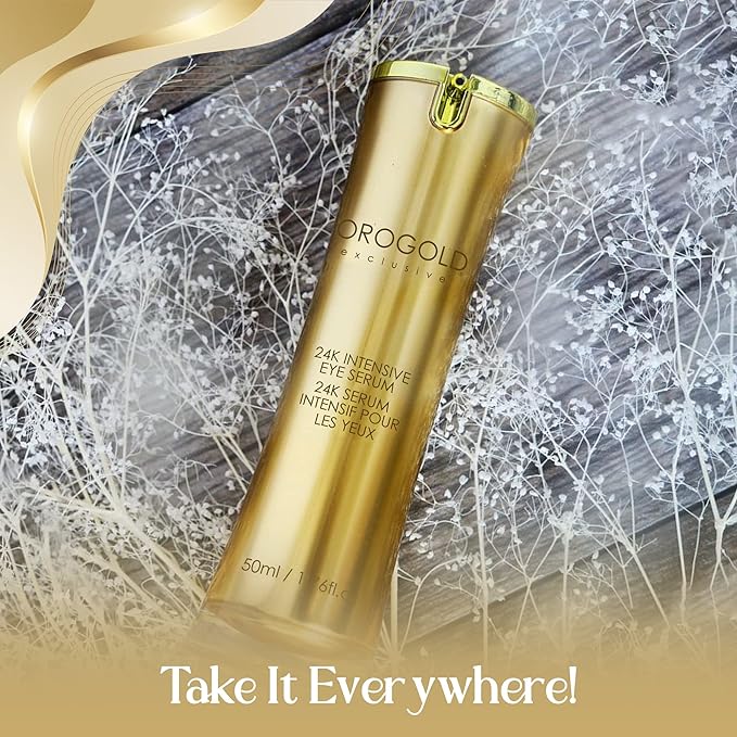 OROGOLD 24K Intensive Eye Serum for Wrinkles, Puffiness - Anti Aging Serum For Youthful Looking Skin - Under Eye Skin Softening Serum - 50 ml. / 1.76 fl. oz.-GlimoraGlow