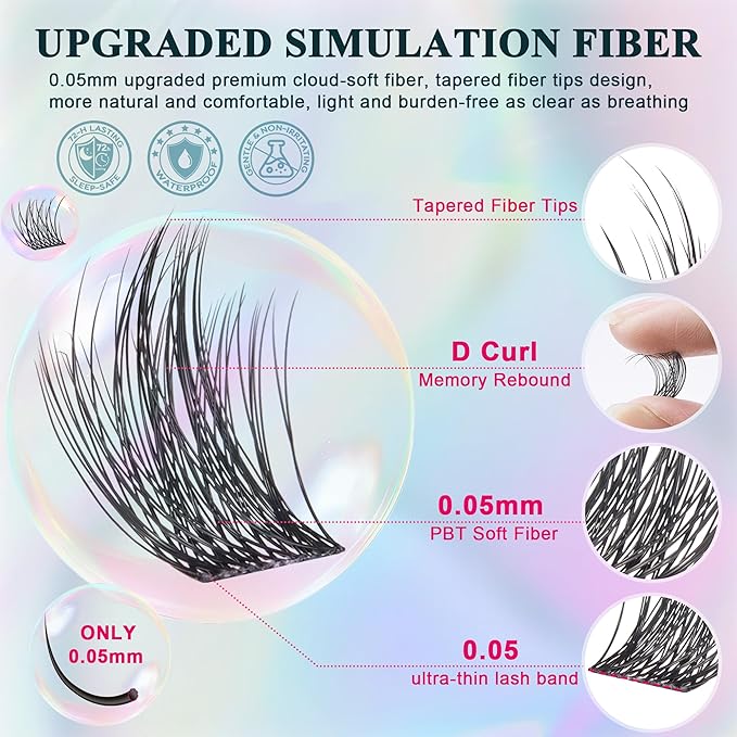 Lash Clusters - Wispy Lash Clusters For Natural Look 8-16MM 536Pcs Eyelash Clusters D Curl Individual Lashes for DIY Lash Extension Kit-GlimoraGlow