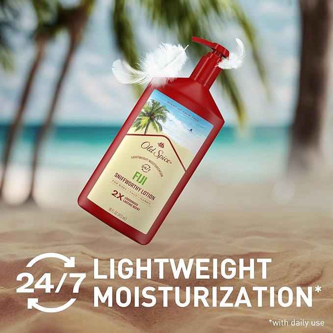 Old Spice Hand, Face & Body Lotion for Men, 24/7 Lightweight Moisturization with Amazing Scent, Instant Absorption, For All Skin Types, Fiji with Palm Tree Scent, 16 oz-GlimoraGlow