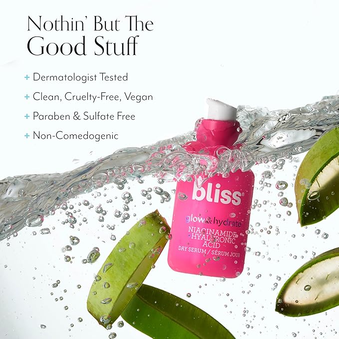 Bliss Glow & Hydrate Serum - Niacinamide + Hyaluronic Acid Serum - 1 Fl Oz - Improves Dullness, Hydrates, Replenishes & Defends Skin - Lightweight Hydration - Clean - Vegan & Cruelty Free-GlimoraGlow