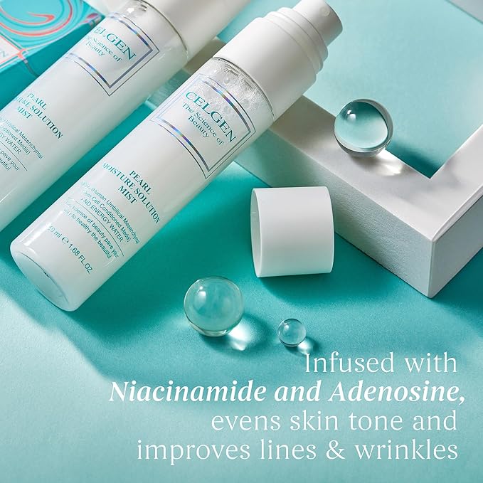 CELGEN] Pearl Moisture Solution Mist – 3-in-1 Toner, Makeup Primer & Setting Spray, Brightening & Hydrating Face Mist, 4.9 Fl. Oz./145ml-GlimoraGlow