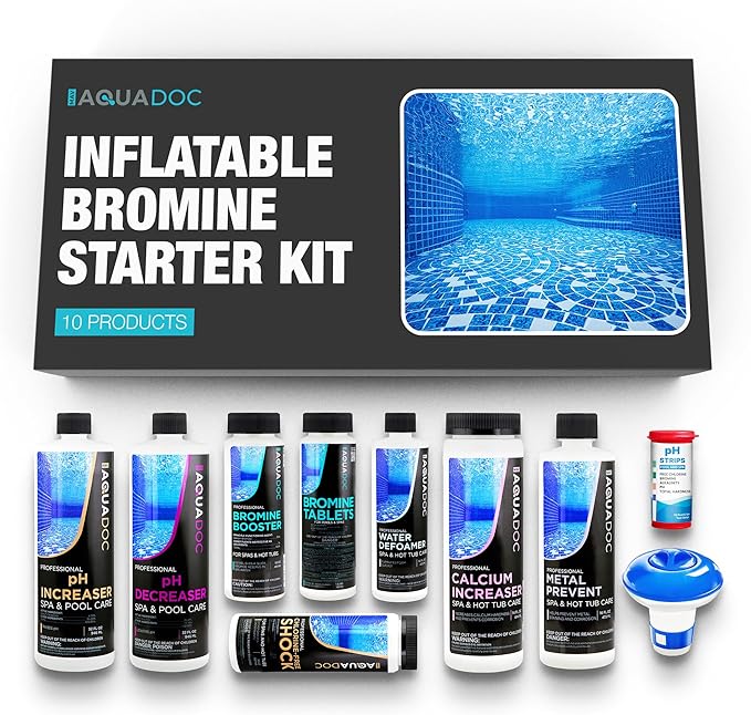 Inflatable Hot Tub Chemical Kit with Bromine Tablets - Inflatable Spa Starter Kit - Convenient Hot Tub Starter Kit & pH Control Kit - AquaDoc Inflatable Spa Chemicals-GlimoraGlow