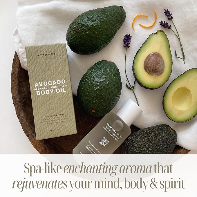 Avocado Dry Body Oil - Deep Nourishing Glow, Fast Absorbing & Non-Greasy Body Moisturizer. Luxurious Soothing Aromatherapy. Sensitive Skin Safe, Clean Beauty 3.38 fl. oz-GlimoraGlow