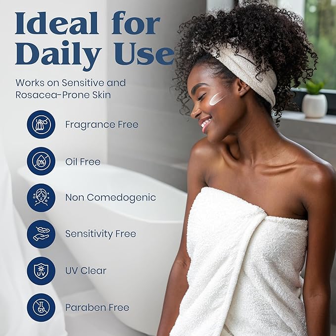 Clear Choice Travel Size Sunscreen for Face SPF 45, Mineral Oil Free Sunblock & Light Moisturizer with Zinc Oxide, Reef-Safe, Broad Spectrum, No White Cast, Dermatologist Recommended 2oz-GlimoraGlow