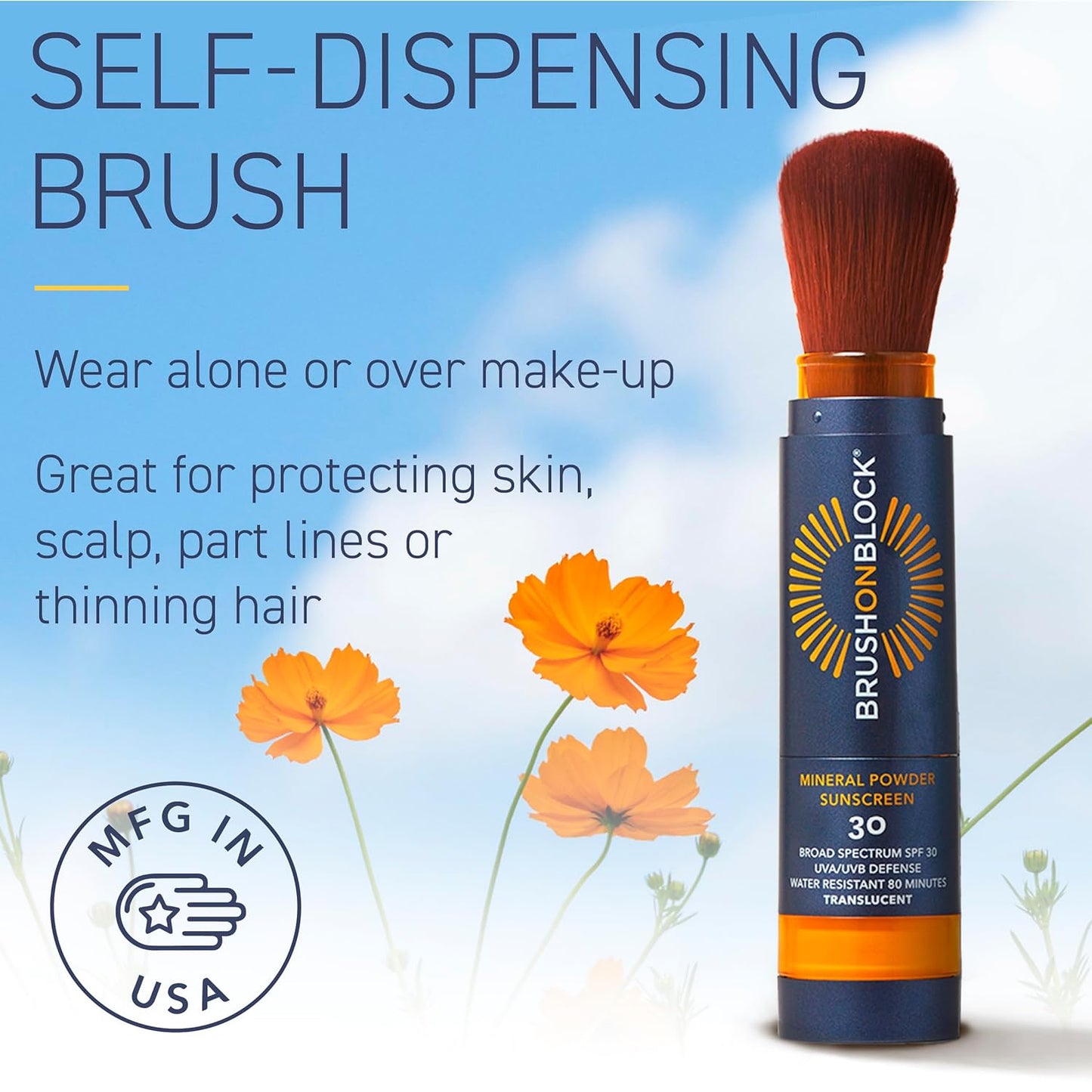 Brush On Block SPF 30 Mineral Powder Sunscreen New Formula, With Niacinamide, Hyaluronic Acid, & Vitamin C, Broad Spectrum, Water Resistant, Translucent, For All Skin Types, Reef Friendly, Mfg in USA-GlimoraGlow