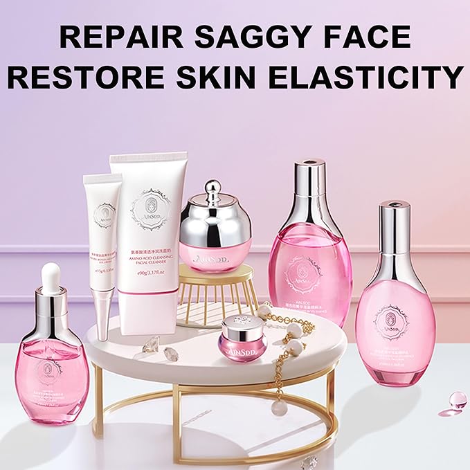 Hyaluronic Acid Anti Aging Skin Care Set Daily Skincare Kit For Women Gift Set 7 Pieces Women Beauty Set-GlimoraGlow