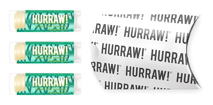 Hurraw! Coconut, Mint, Lemongrass (Pitta) Lip Balm, 3 Pack: Organic, Certified Vegan, Cruelty and Gluten Free. Non-GMO, 100% Natural Ingredients. Bee, Shea, Soy and Palm Free. Made in USA-GlimoraGlow