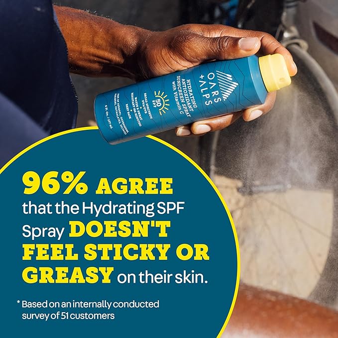 Oars + Alps Hydrating SPF 30 Sunscreen Spray, Naturally Derived Skin Care Infused with Vitamin C and Antioxidants, Water and Sweat Resistant, 6 Oz, 1 Pack-GlimoraGlow