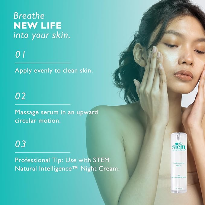 STEM Natural Intelligence Skin and Face ReGenerative Serum for Women, Facial Moisturizer Skin Care Peptides Serum, Luxury Face Moisturizer for Women, Hydration Serums, Antioxidant Support Serums, 1 oz-GlimoraGlow