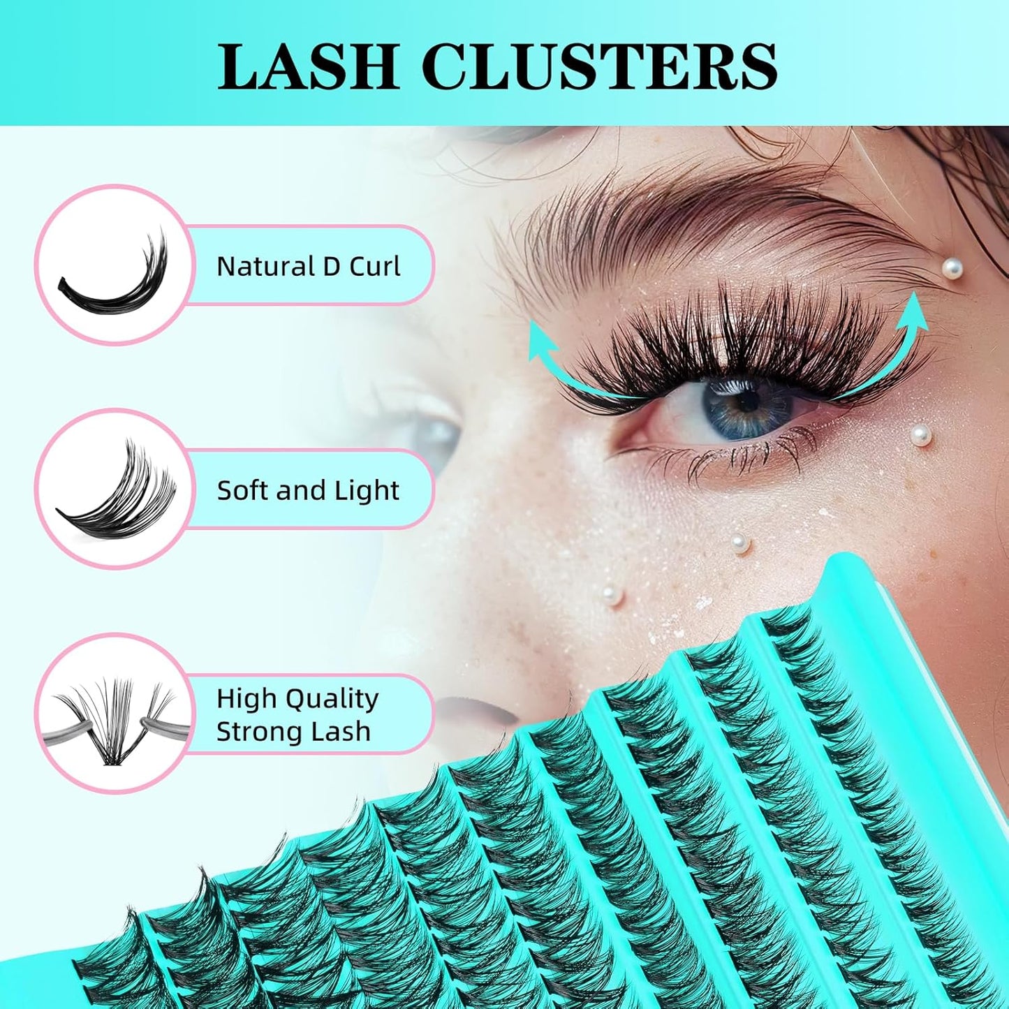 Lash Clusters Kit 200PCS 50D Eyelash Extension Kit D Curl Wispy Eyelash Clusters DIY Natural Individual Lashes Kits Lashes Extensions Kit with Lash Bond and Remover Eyelash Tweezer at Home-GlimoraGlow