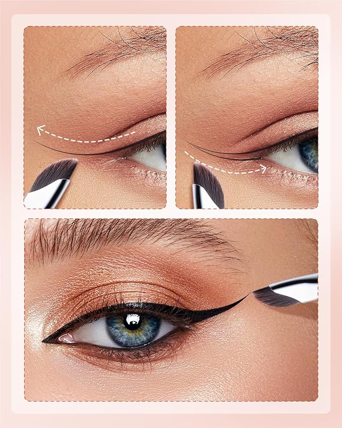 EIGSHOW Eyeliner Brush Gel Eyeliner Makeup Brush for Precise Eye Liner Eyebrow Eyelid Ultra Thin with Curved Bristle (E865 2Pieces)-GlimoraGlow