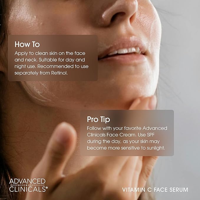 Advanced Clinicals Brightening Vitamin C Serum For Face With Glycolic Acid + Lactic Acid | Vitamin C Eye Serum Face Moisturizer For Improving Look Of Dark Spots & Uneven Complexion, 2-Pack-GlimoraGlow