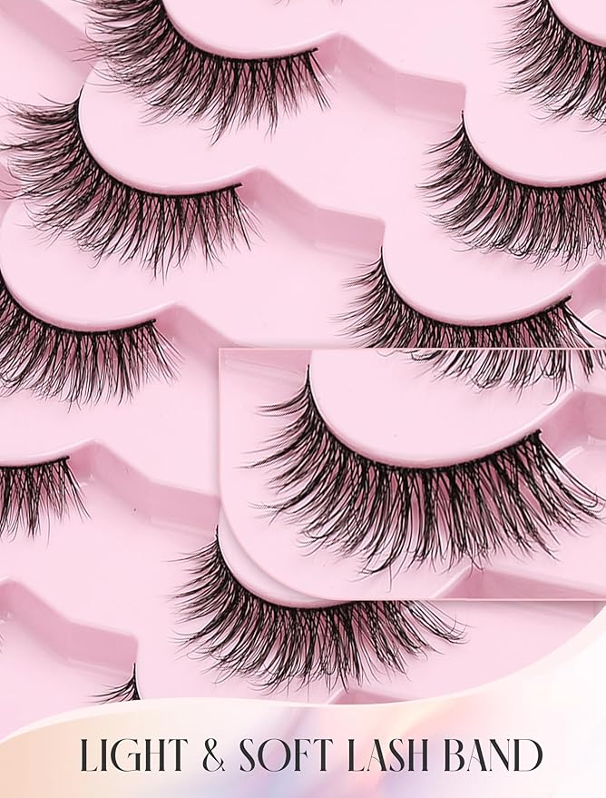 Natural Lashes Mink Natural Eyelashes False Eyelashes Natural Look False Lashes Wispy Eye Lashes Cat Eyelashes Fake Lashes KD02-GlimoraGlow