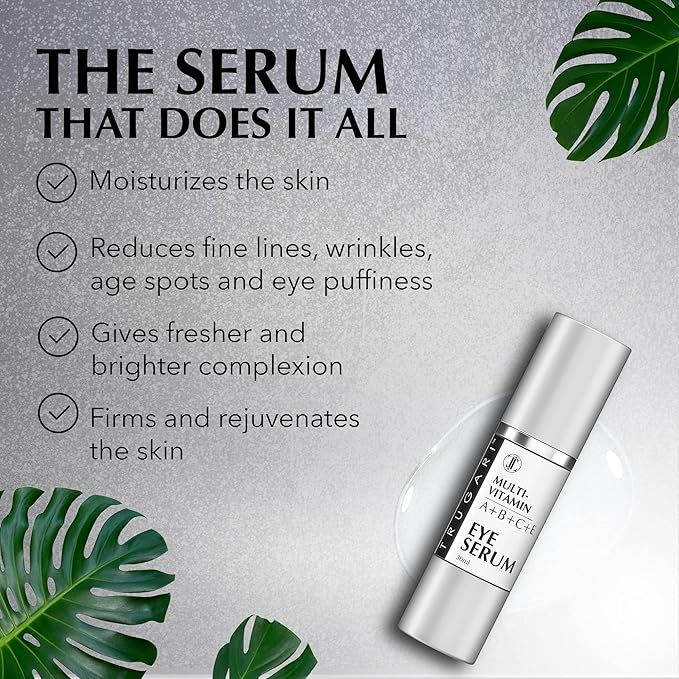 Eye Serum, Multi-Vitamin Skin Care Serum with Vitamins A, B, C and E, Rejuvenating Dark Spot Remover for Face and Under Eyes, Improves Age Spots, Fine Lines and Wrinkles, 30 ml-GlimoraGlow