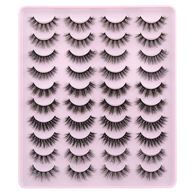 JIMIRE False Eyelashes Natural Fluffy Wispy Faux Mink Lashes 5D 14mm-18mm 5 Styles Mixed Lashes for Small Eyes Natural Look Fake Eyelashes 20 Pairs Multipack-GlimoraGlow