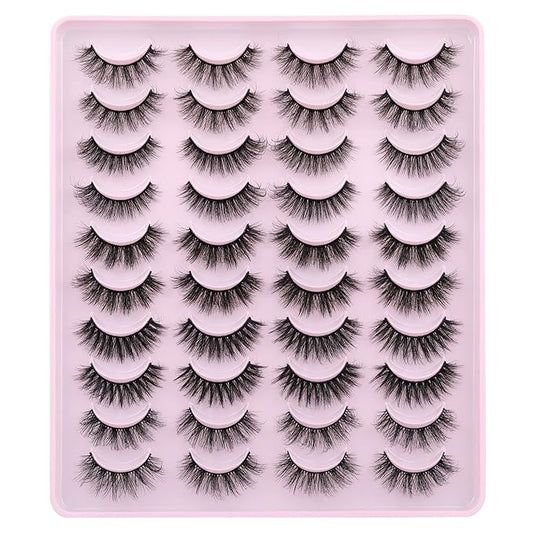 JIMIRE False Eyelashes Natural Fluffy Wispy Faux Mink Lashes 5D 14mm-18mm 5 Styles Mixed Lashes for Small Eyes Natural Look Fake Eyelashes 20 Pairs Multipack-GlimoraGlow