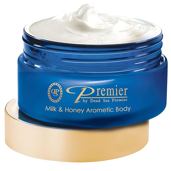 Premier Dead Sea Aromatic Body Butter – Milk & Honey, Hydrating Shea Body Butter for Women & Men, Moisturizing, Firming & Anti-Aging Cream for Dry Skin, Hand & Body, 5.95 Fl.oz-GlimoraGlow