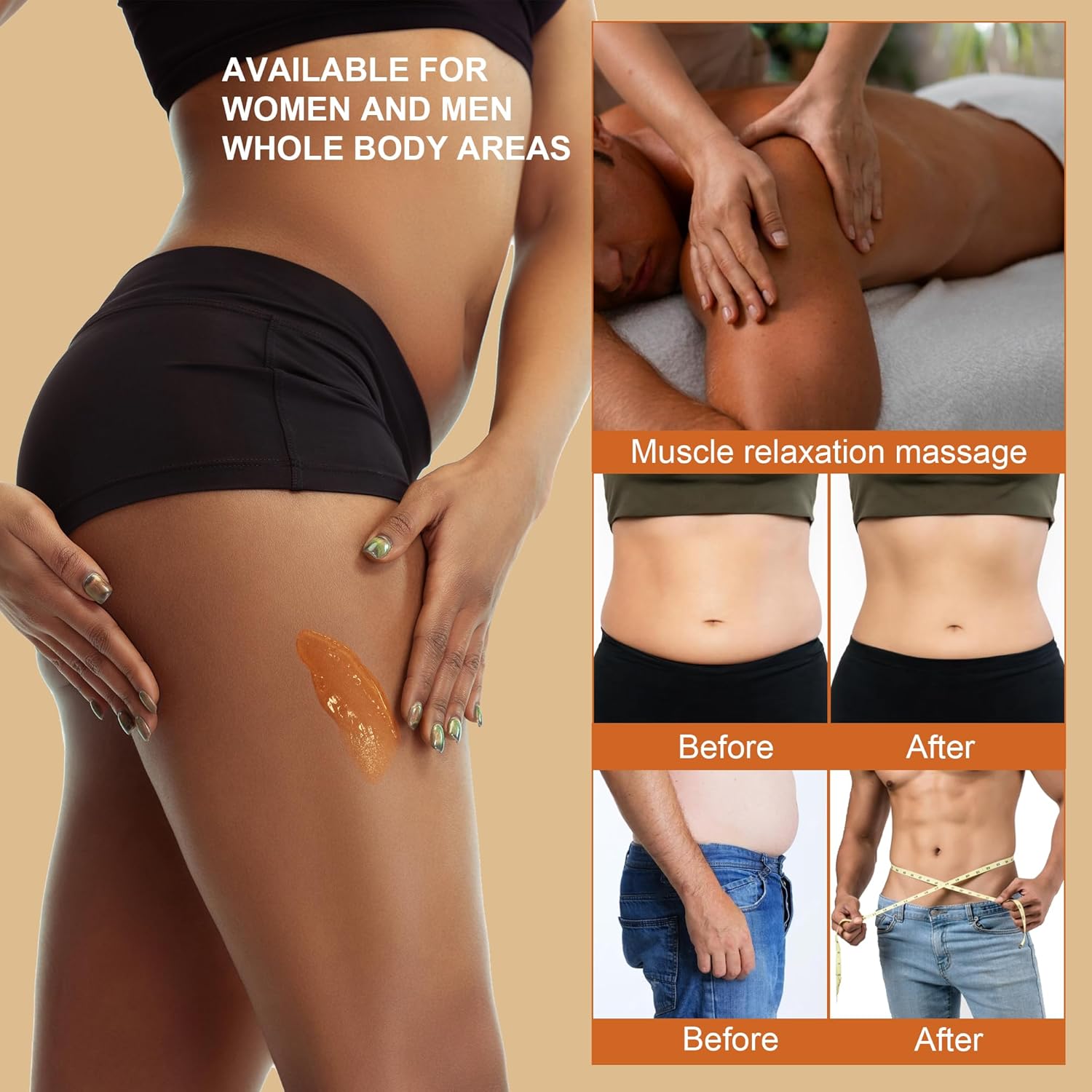 Hot Caffeine Conductive Gel for Body Sculpting Machine, Massage Gel for Body Slimming, Skin Firming & Lifting, Tighten Arms, Tummy, Butt, Thighs for Women and Men, with Capsicum Resin Help Fat Burning-GlimoraGlow