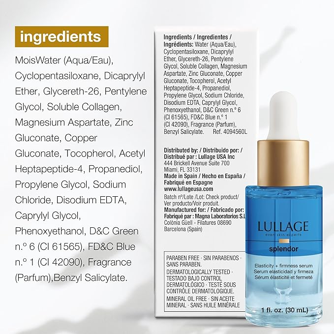 LULLAGE Splendor Elasticity & Firmness Moisturizing Face Serum for Women - Fast Absorbing Day & Night Hydrating Serum with Oxygen & Marine Collagen - 1 Fl. Oz Bottle-GlimoraGlow