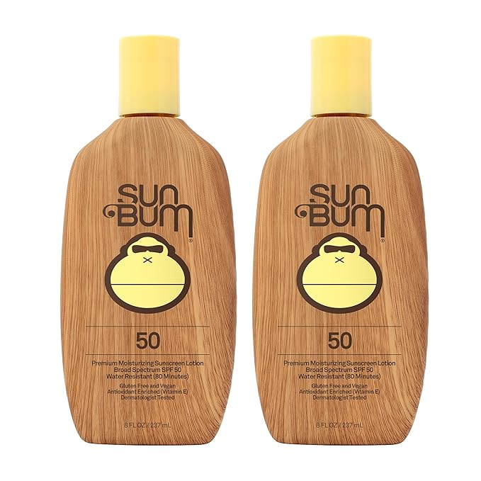 Sun Bum Original SPF 50 Sunscreen Lotion | Vegan and Reef Friendly (Octinoxate & Oxybenzone Free) Broad Spectrum Moisturizing UVA/UVB Sunscreen with Vitamin E | 8 oz (Pack of 2)-GlimoraGlow