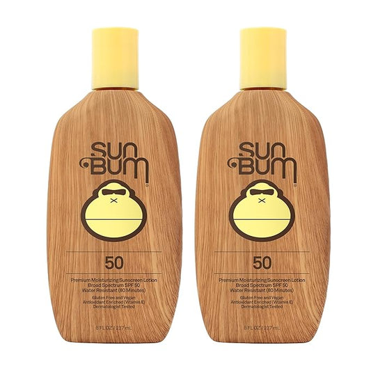 Sun Bum Original SPF 50 Sunscreen Lotion | Vegan and Reef Friendly (Octinoxate & Oxybenzone Free) Broad Spectrum Moisturizing UVA/UVB Sunscreen with Vitamin E | 8 oz (Pack of 2)-GlimoraGlow