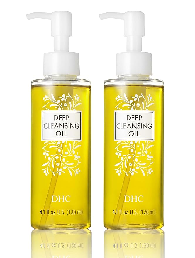 DHC Deep Cleansing Oil Medium 2 pack, Facial Cleansing Oil, Makeup Remover, Cleanses without Clogging Pores, Residue-Free, Fragrance and Colorant Free, All Skin Types, 4.1 fl. oz.-GlimoraGlow