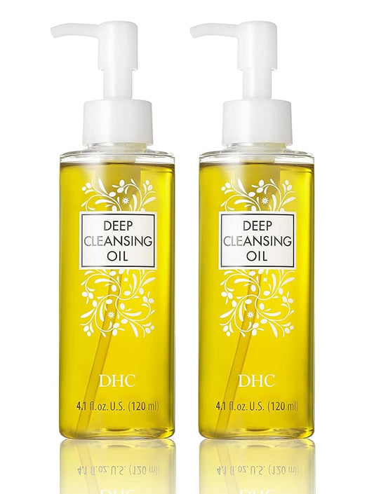DHC Deep Cleansing Oil Medium 2 pack, Facial Cleansing Oil, Makeup Remover, Cleanses without Clogging Pores, Residue-Free, Fragrance and Colorant Free, All Skin Types, 4.1 fl. oz.-GlimoraGlow