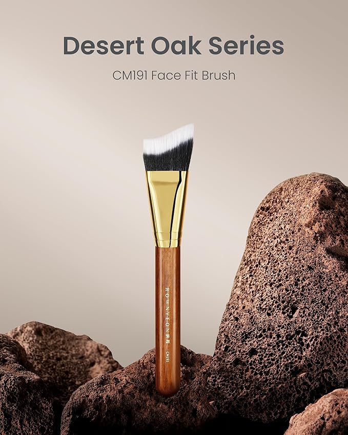 Desert Oak Series Terraced Contour Brush - 27mm Dual-Height Design with 5mm Flat Edge & 22mm Slope for Precision Sculpting, Bubinga & Brass (CM 191)-GlimoraGlow