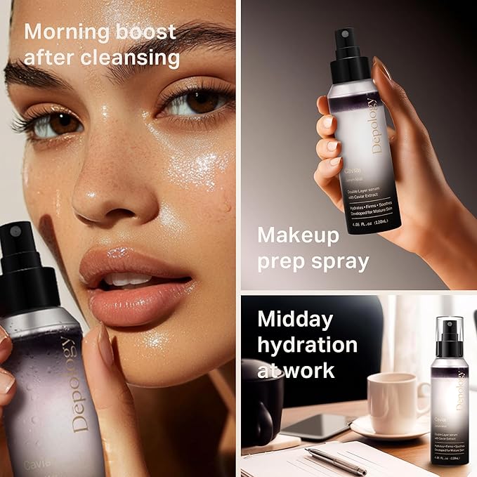 depology Glowing Spray Serum, Hydrating & Firming Facial Mist, Radiance Skin, Smooths Fine Lines and Wrinkles, Face Mist with Hyaluronic Acid & Collagen, Facial Spray for All Skin Types, 4.06 Fl Oz.-GlimoraGlow